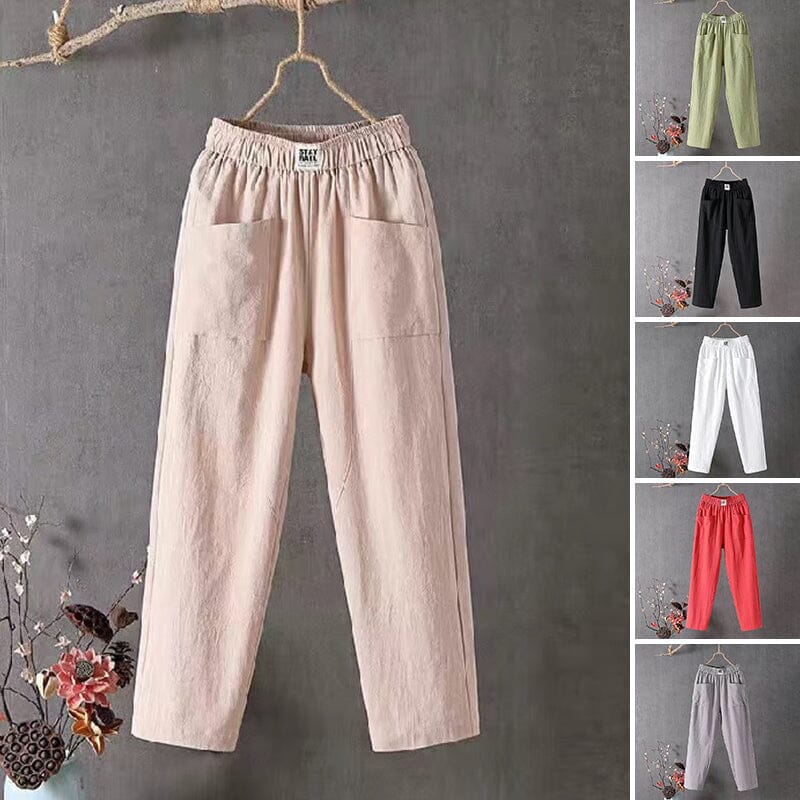 Camila / Cotton and linen trousers with an elasticated waist