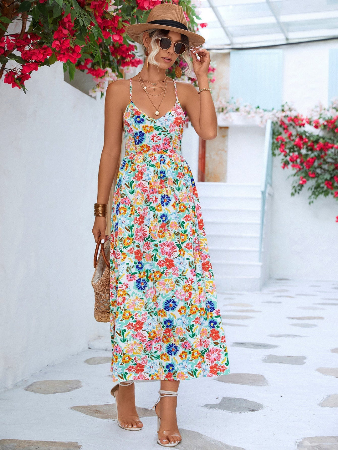 Summer Backless Split Halter Bohemian Dress