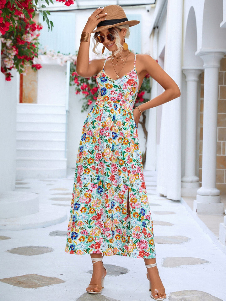 Summer Backless Split Halter Bohemian Dress