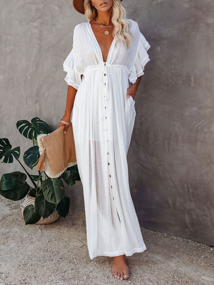 Knoop katoenlinnen perfecte strand Boho maxi-jurk