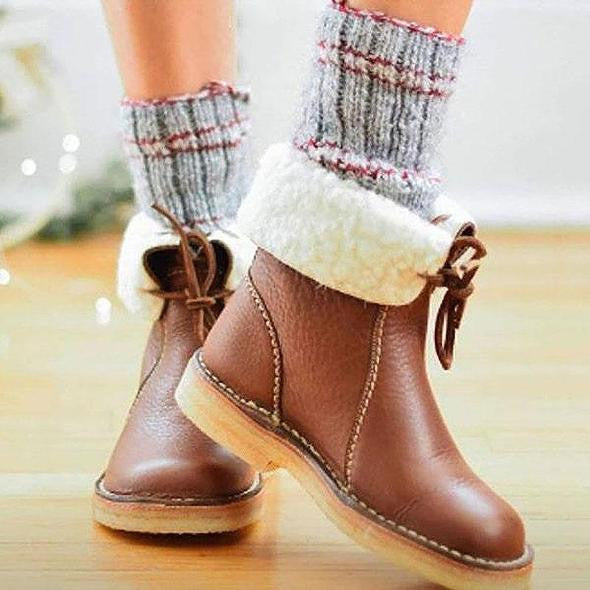 Calyx | High Quality Leather Winter Boots with Fleece Lining 