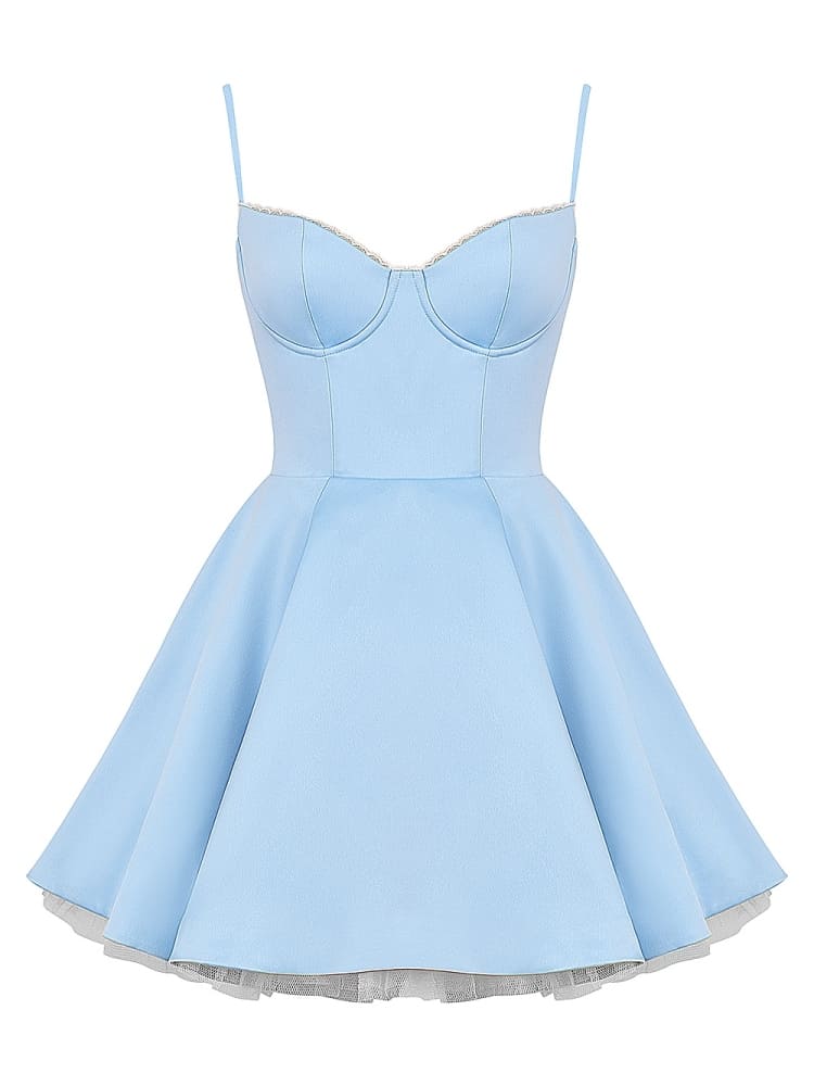 Mini-robe en tulle bleu Cendrillon 