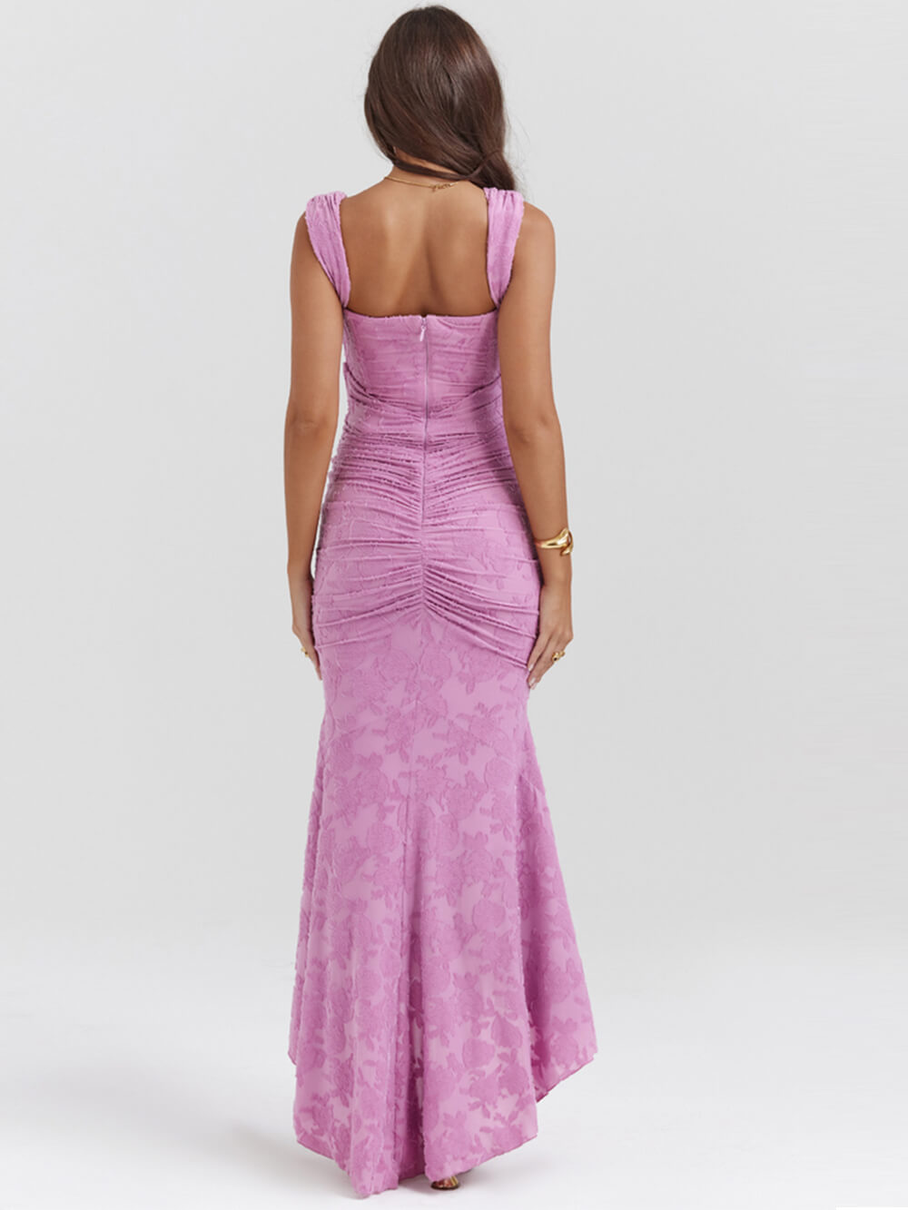 Roze bloemen maxi-jurk