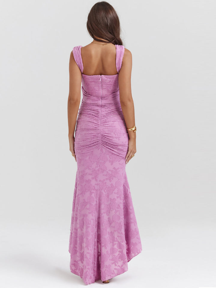 Roze bloemen maxi-jurk