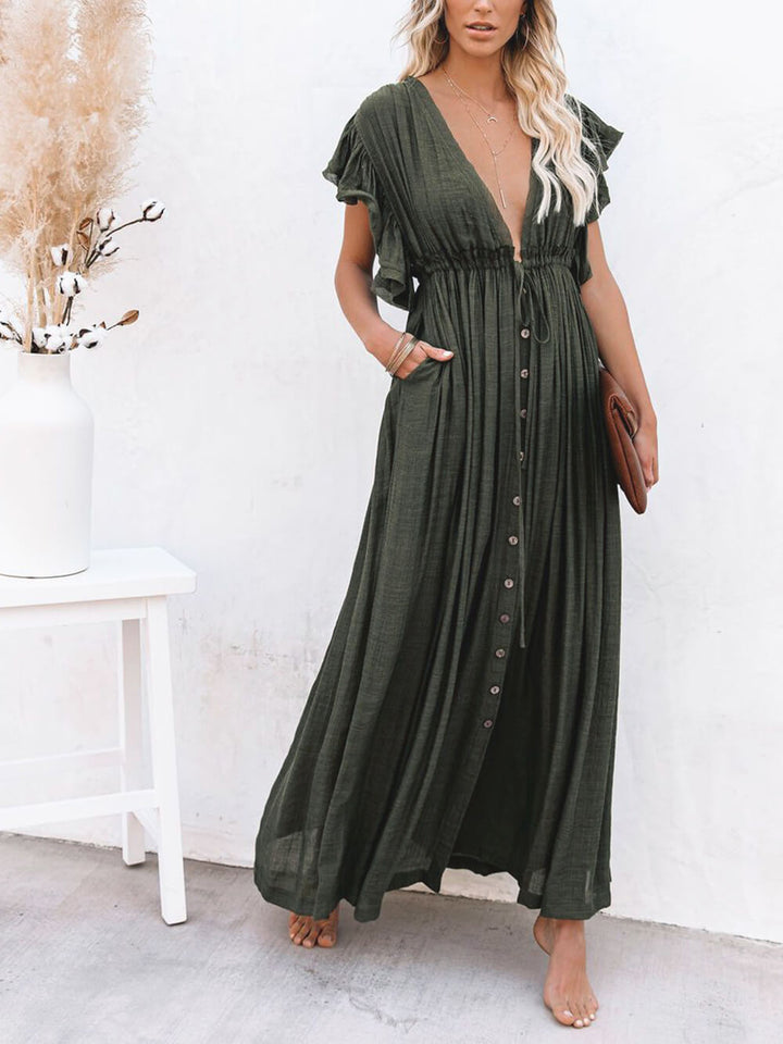 Knoop katoenlinnen perfecte strand Boho maxi-jurk