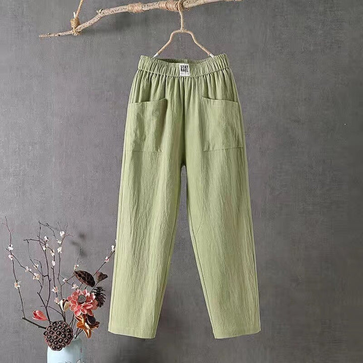 Camila / Cotton and linen trousers with an elasticated waist