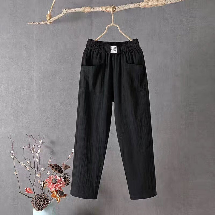 Camila / Cotton and linen trousers with an elasticated waist