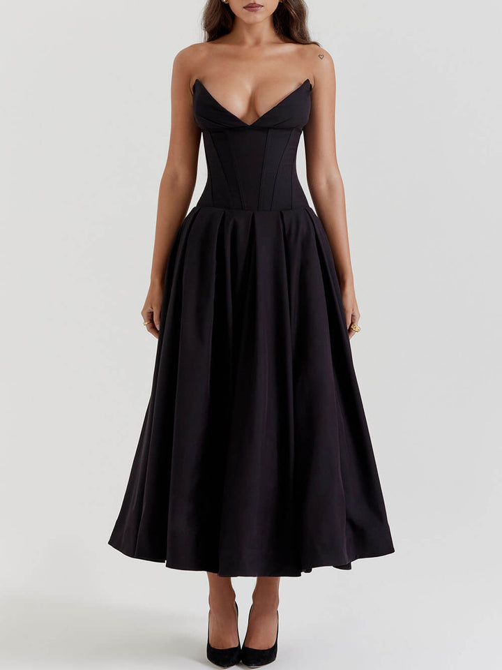 Robe midi bustier noire