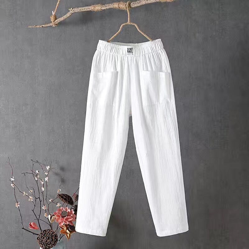 Camila / Cotton and linen trousers with an elasticated waist