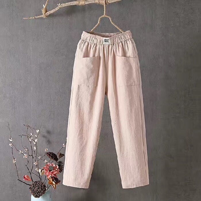 Camila / Cotton and linen trousers with an elasticated waist