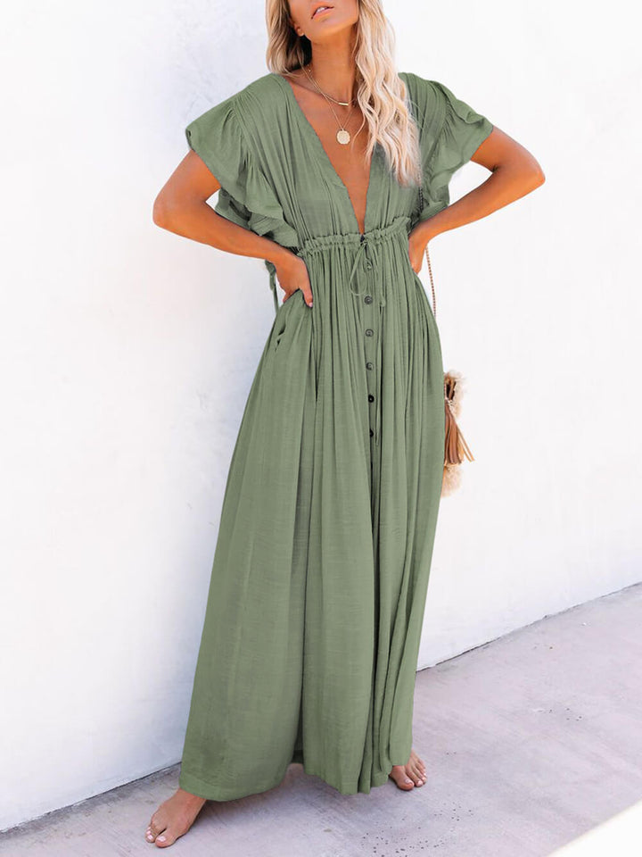 Knoop katoenlinnen perfecte strand Boho maxi-jurk