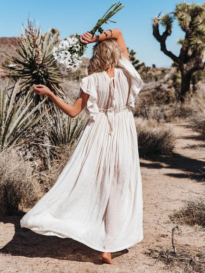 Knoop katoenlinnen perfecte strand Boho maxi-jurk