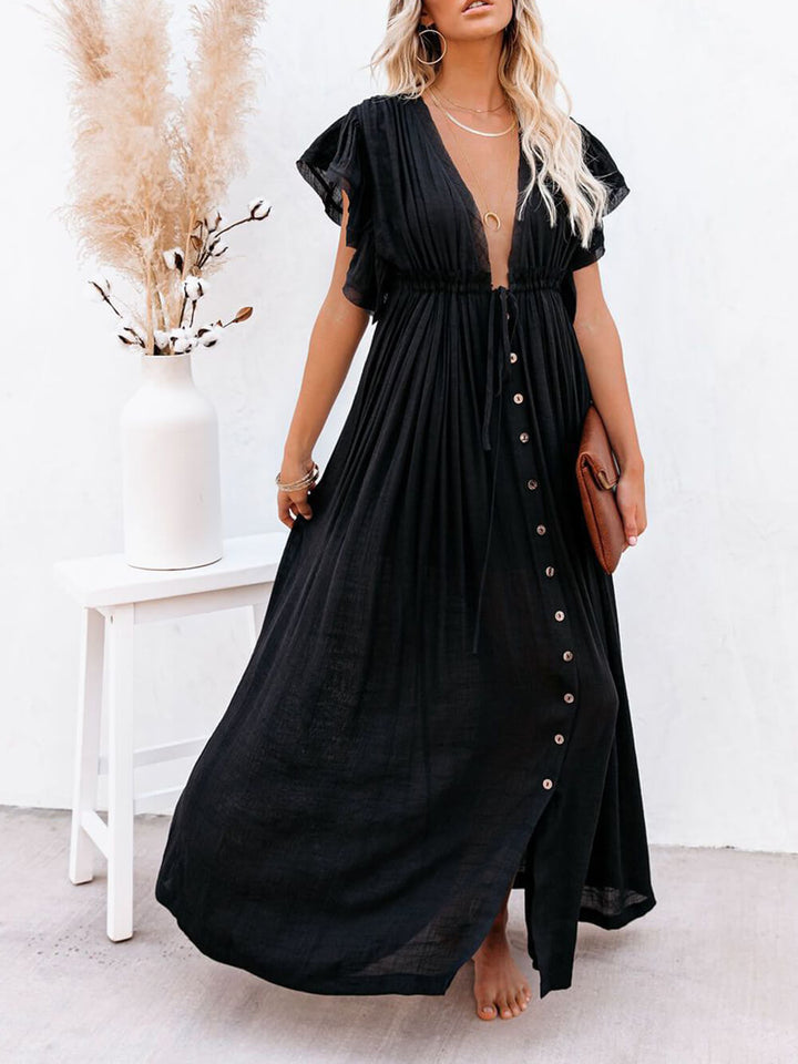 Knoop katoenlinnen perfecte strand Boho maxi-jurk