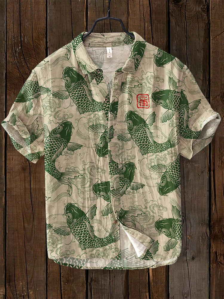 Koi™ - Shirt met Opdruk Japanse Stijl