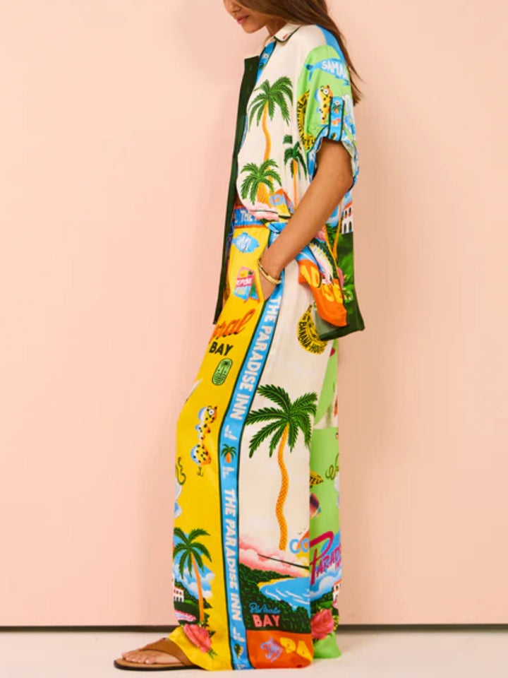 Sanne™ - Two-Piece Set with Contrasting Color Print in Summer Style