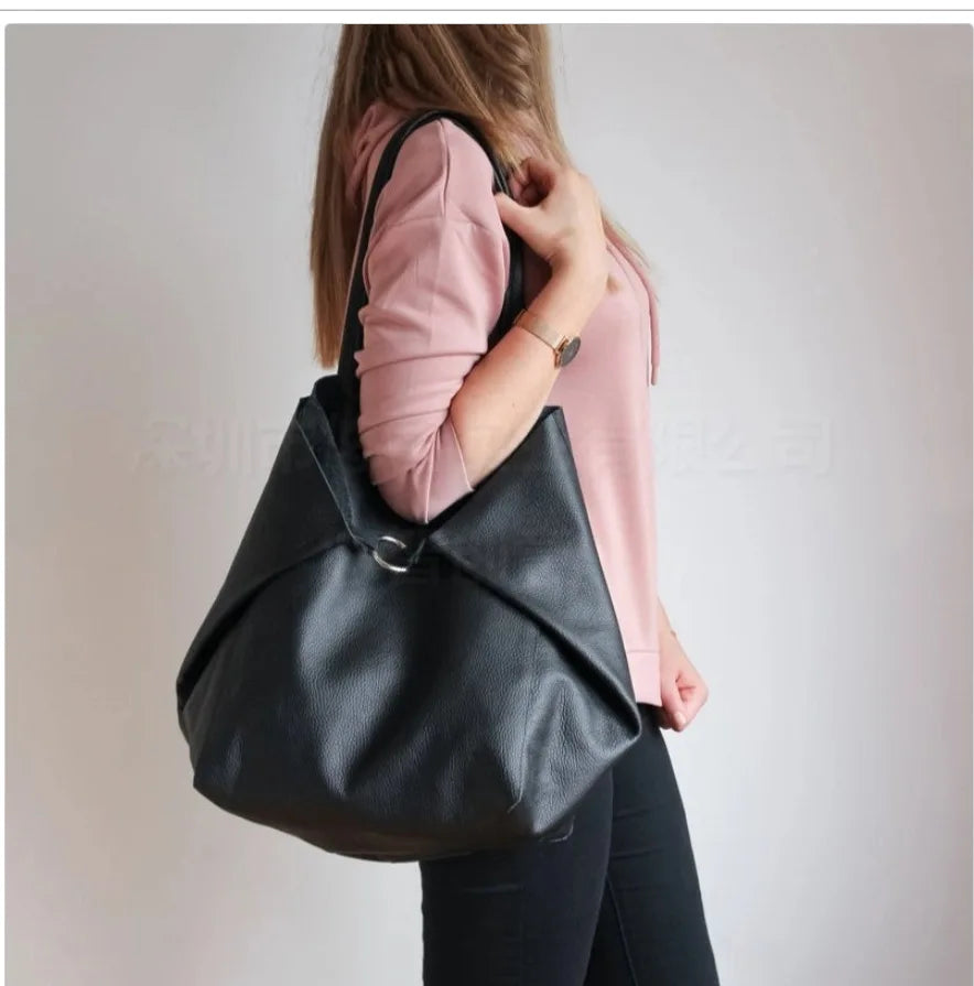 Sophie | Elegante Bruine Oversized Leren Tas met Bijpassende Portemonnee