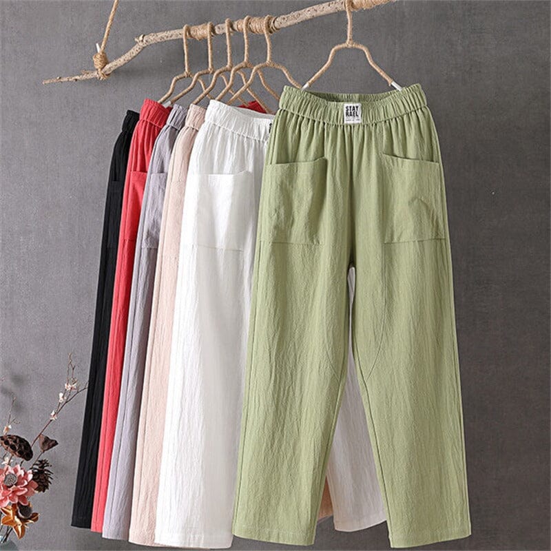 Camila / Cotton and linen trousers with an elasticated waist