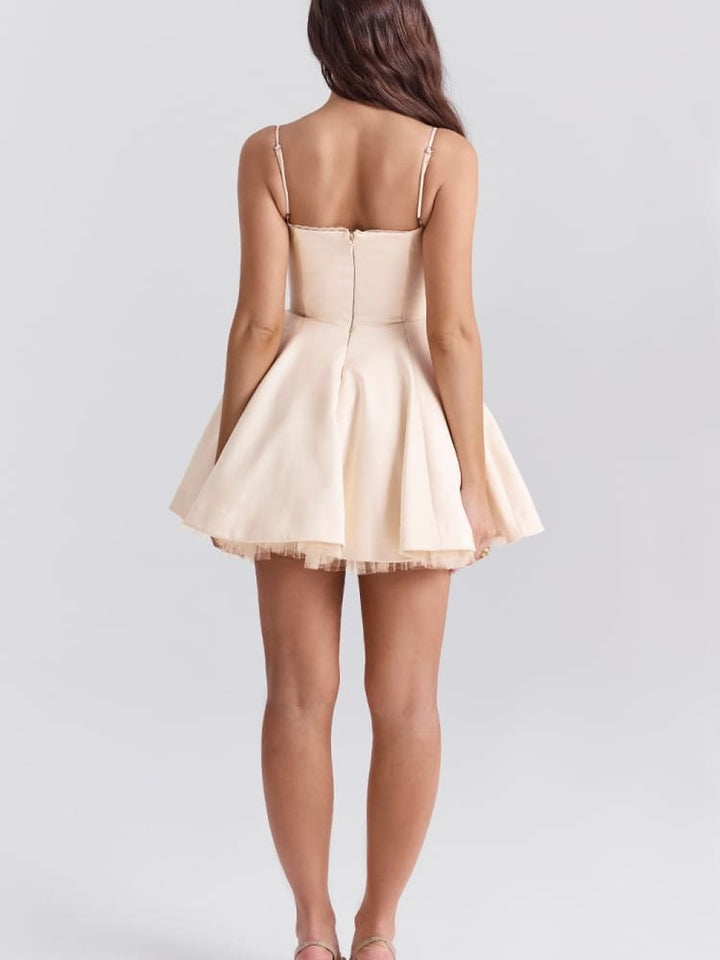 Vintage crème Tule mini-jurk